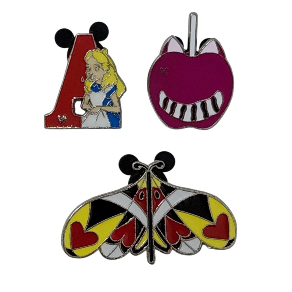 Disney Pins Alice in Wonderland Lot of 3 Alice, Cheshire Cat, Queen of Hearts